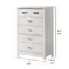 Jermy 47 Inch Tall Dresser, 5 Drawers, Black Handles, Crisp White Finish