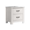 Jermy 22 Inch Nightstand, 2 Drawers, Black Handles, Crisp White Finish