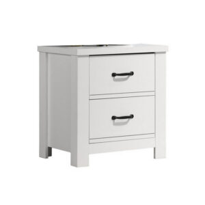150220266991993d2ca7c.jpeg Jermy 22 Inch Nightstand, 2 Drawers, Black Handles, Crisp White Finish