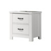 Jermy 22 Inch Nightstand, 2 Drawers, Black Handles, Crisp White Finish