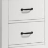 Jermy 22 Inch Nightstand, 2 Drawers, Black Handles, Crisp White Finish