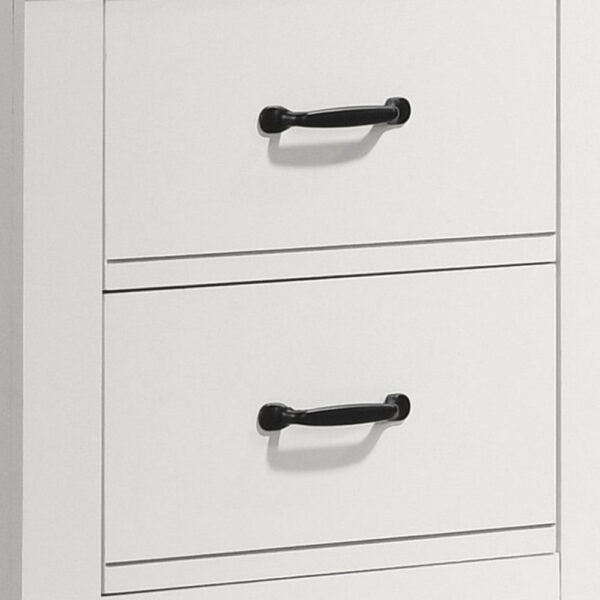 Jermy 22 Inch Nightstand, 2 Drawers, Black Handles, Crisp White Finish