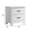 Jermy 22 Inch Nightstand, 2 Drawers, Black Handles, Crisp White Finish