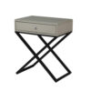 15022026699199461bb48.jpeg Zeno 27 Inch 1 Drawer Nightstand, Glass Top, Black Metal Cross Legs, Taupe