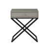 15022026699199476ef54.jpeg Zeno 27 Inch 1 Drawer Nightstand, Glass Top, Black Metal Cross Legs, Taupe