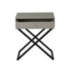 150220266991994915eae.jpeg Zeno 27 Inch 1 Drawer Nightstand, Glass Top, Black Metal Cross Legs, Taupe