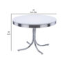 Loy 42 Inch Round Dining Table, Glossy White Wood Top, Ribbed Chrome Apron
