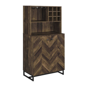150220266991998199cfc.jpeg 63 Inch Wine Cabinet with Double Doors, 2 Adjustable Shelves, Rich Brown