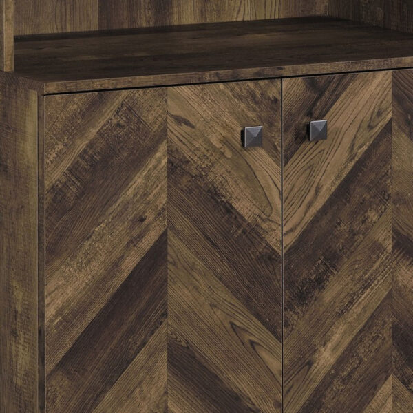 63 Inch Wine Cabinet with Double Doors, 2 Adjustable Shelves, Rich Brown