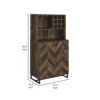 63 Inch Wine Cabinet with Double Doors, 2 Adjustable Shelves, Rich Brown