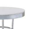 42 Inch Round Bar Table, Ribbed Apron, Glossy White Lacquer, Retro Style