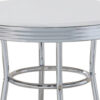 42 Inch Round Bar Table, Ribbed Apron, Glossy White Lacquer, Retro Style