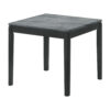 Kyo 24 Inch End Table, Gray Faux Marble Top, Sandy Texturing, Black Legs