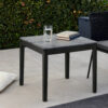 Kyo 24 Inch End Table, Gray Faux Marble Top, Sandy Texturing, Black Legs