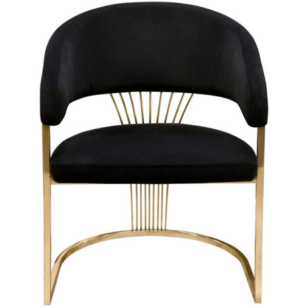 15022026699199e948b7c.jpeg Emy 26 Inch Cantilever Barrel Dining Chair, Black Velvet Upholstery, Gold