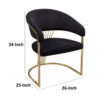 15022026699199edf2957.jpeg Emy 26 Inch Cantilever Barrel Dining Chair, Black Velvet Upholstery, Gold