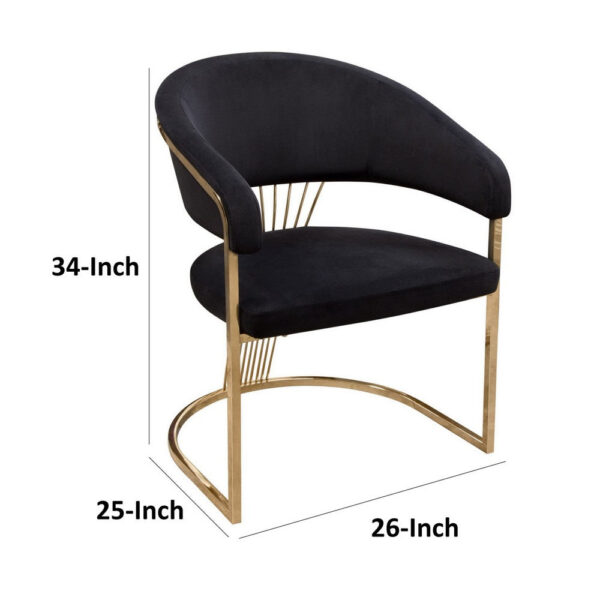 15022026699199edf2957.jpeg Emy 26 Inch Cantilever Barrel Dining Chair, Black Velvet Upholstery, Gold