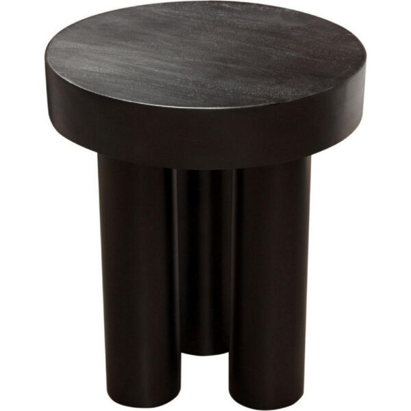 15022026699199fdc9b03.jpeg 16 Inch Modern End Table, Thick Sturdy Surface, Tripod Legs, Black Wood