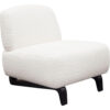 Ikka 30 Inch Padded Armless Chair, Crisp White Faux Sheepskin Upholstery