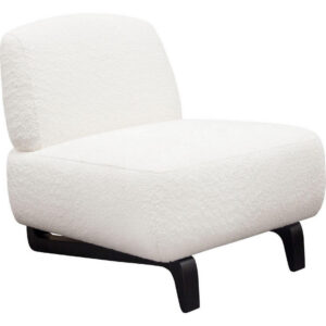 Ikka 30 Inch Padded Armless Chair, Crisp White Faux Sheepskin Upholstery