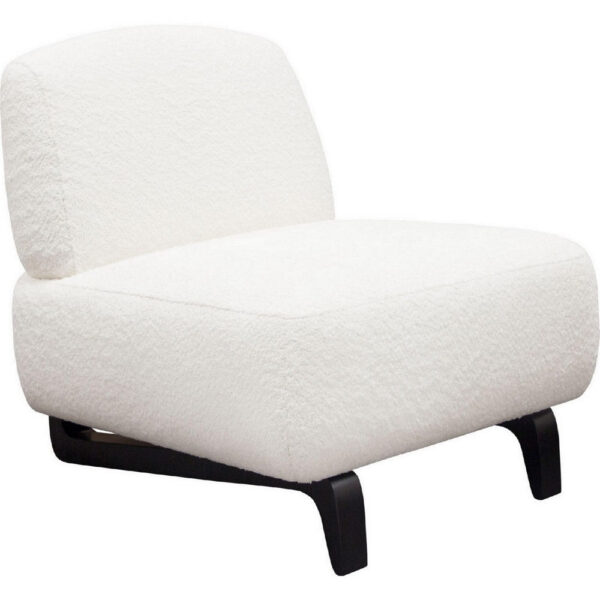 Ikka 30 Inch Padded Armless Chair, Crisp White Faux Sheepskin Upholstery