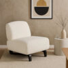 Ikka 30 Inch Padded Armless Chair, Crisp White Faux Sheepskin Upholstery