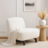 Ikka 30 Inch Padded Armless Chair, Crisp White Faux Sheepskin Upholstery