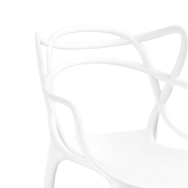 1502202669919a23c1eaf.jpeg Yuva 22 Inch Armchair, Set of 4, Intricate Curved Seat, White Polypropylene