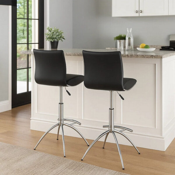 1502202669919a3201074.jpeg Deko 26-31 Inch Adjustable Height Barstool Chair, Set of 2, Chrome Black Faux Leather