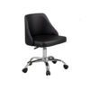 Yim 22 Inch Adjustable Swivel Office Chair, Black Faux Leather, Chrome Base