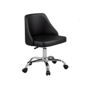 Yim 22 Inch Adjustable Swivel Office Chair, Black Faux Leather, Chrome Base