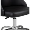 Yim 22 Inch Adjustable Swivel Office Chair, Black Faux Leather, Chrome Base