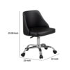 Yim 22 Inch Adjustable Swivel Office Chair, Black Faux Leather, Chrome Base