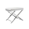 1502202669919a5a920d4.jpeg Sumi 18 Inch Stool, Padded Seat, White Faux Leather, Crossed Chrome Legs