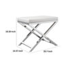 1502202669919a609ac9c.jpeg Sumi 18 Inch Stool, Padded Seat, White Faux Leather, Crossed Chrome Legs