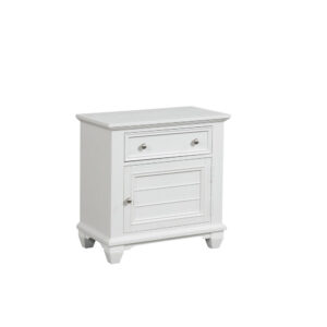 1502202669919a65916b4.jpeg Jims 28 Inch Nightstand, Single Door and Drawer, Cup Handles, White Wood