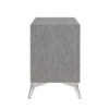 Haya 24 Inch 2 Drawer Nightstand, Embossed Smooth Gray Wood, Silver Trim