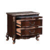 1502202669919a7e9bd56.jpeg Leon 32 Inch 2 Drawer Nightstand, Carved Details, Marble Surface, Brown
