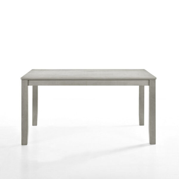 Pane 59 Inch Rectangular Wood Dining Table, Smooth Gray, Tall Block Legs