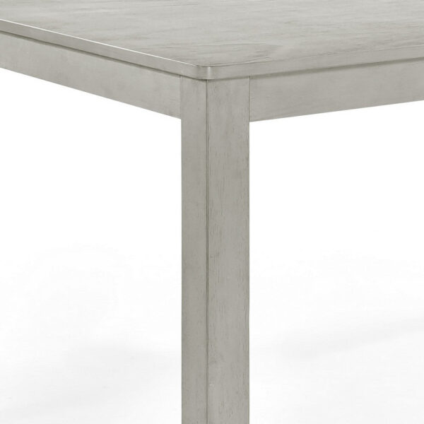 Pane 59 Inch Rectangular Wood Dining Table, Smooth Gray, Tall Block Legs