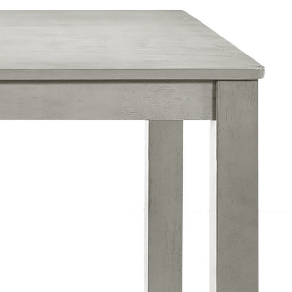 Pane 59 Inch Rectangular Wood Dining Table, Smooth Gray, Tall Block Legs