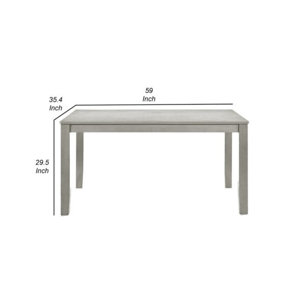Pane 59 Inch Rectangular Wood Dining Table, Smooth Gray, Tall Block Legs