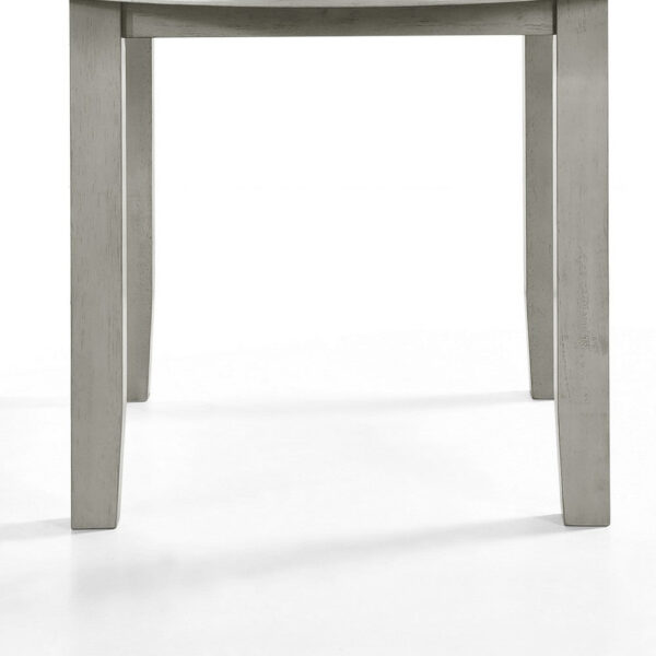Pane 47 Inch Rounded Wood Dining Table, Smooth Gray Finish, Tall Block Legs
