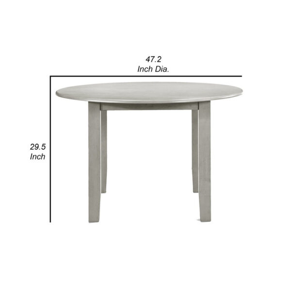 Pane 47 Inch Rounded Wood Dining Table, Smooth Gray Finish, Tall Block Legs