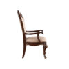 Leon 25 Inch Set of 2 Tufted Dining Armchair, Cherry Brown Wood, Beige Seat