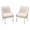 24 Inch Dining Chair, Set of 2, Cushioned Seating, Sloped Arms, Off White