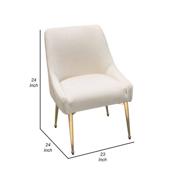24 Inch Dining Chair, Set of 2, Cushioned Seating, Sloped Arms, Off White