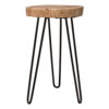23 Inch Side End Table, Hairpin Legs, Natural Brown Acacia Wood, Black Base