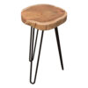 23 Inch Side End Table, Hairpin Legs, Natural Brown Acacia Wood, Black Base