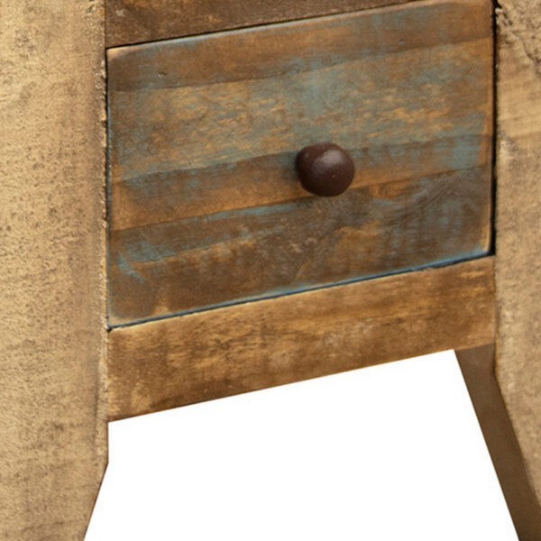 Fena 26 Inch Narrow End Table, Open Shelf, Multicolor Distress Pine Wood